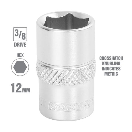 OEMTOOLS 22286 3/8 Inch Drive 6 Pt. Socket (12 mm) Additional Image 1