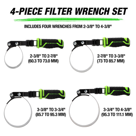 OEMTOOLS 87117 4 Piece Swivel Oil Filter Wrench Set Additional Image 1