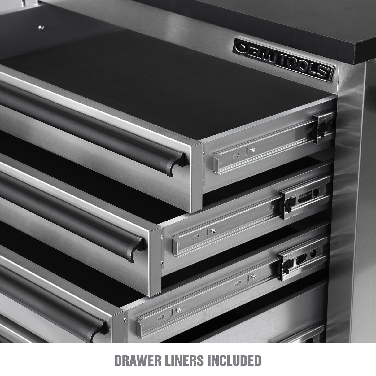 OEMTOOLS OEM24615 72in. 11-Drawer Cabinet and Upper Cabinet - Stainless Steel Additional Image 3