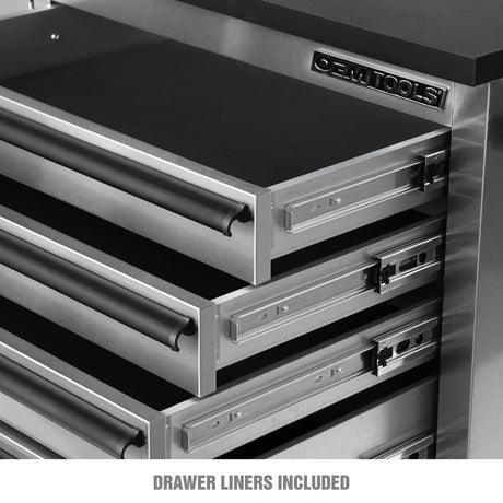 OEMTOOLS OEM24615 72in. 11-Drawer Cabinet and Upper Cabinet - Stainless Steel Additional Image 3