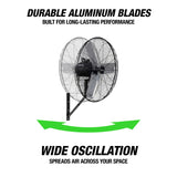 OEMTOOLS 34883 24in. Oscillating Wall Mount Fan Additional Image 3