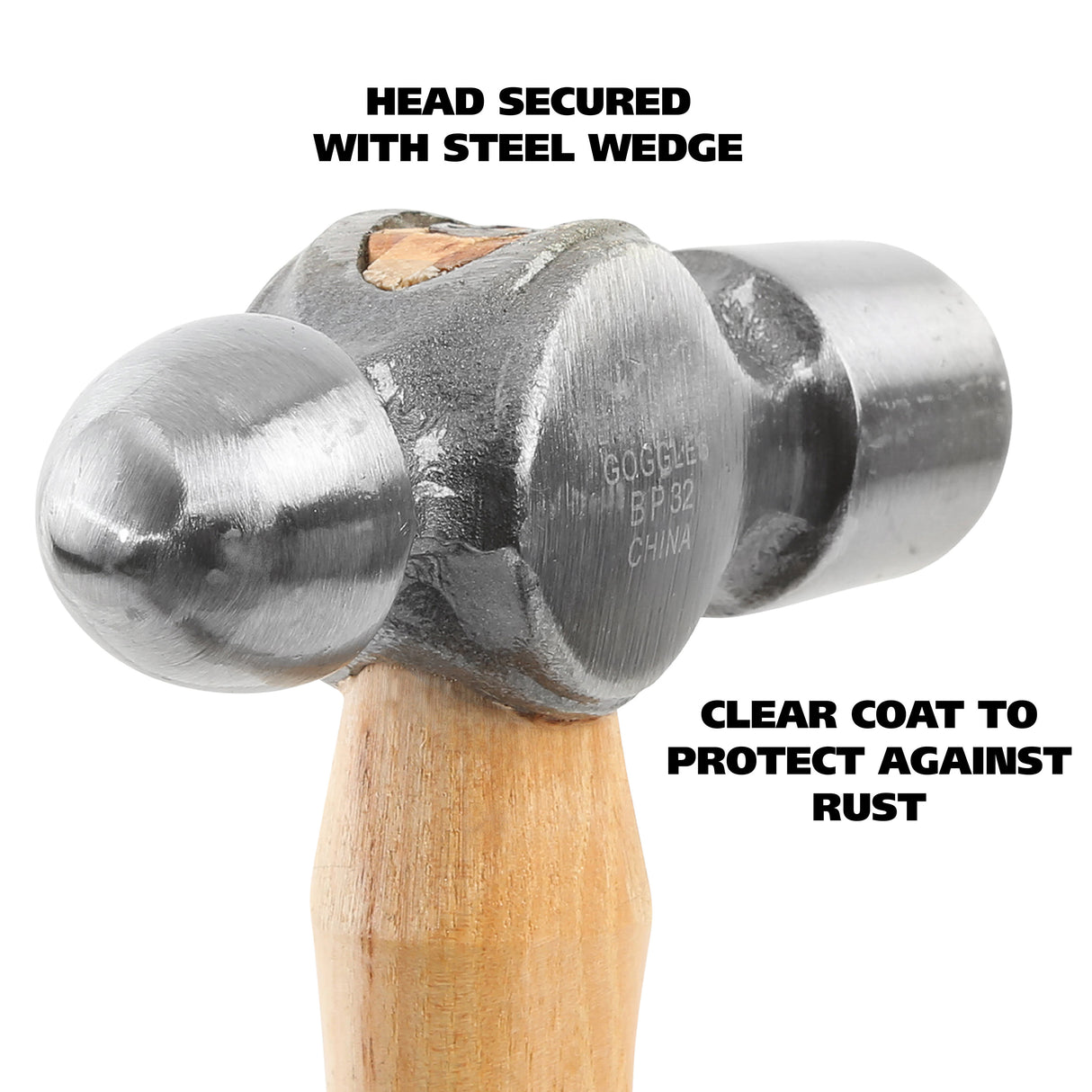 GreatNeck BP32 Ball Peen Hammer (32 Oz.) with Hickory Handle Additional Image 2