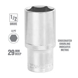 OEMTOOLS 22457 1/2 Inch Drive 6 Pt. Deep Wall Socket (29 mm) Additional Image 1