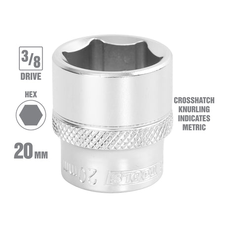 OEMTOOLS 22294 3/8 Inch Drive 6 Pt. Socket (20 mm) Additional Image 1