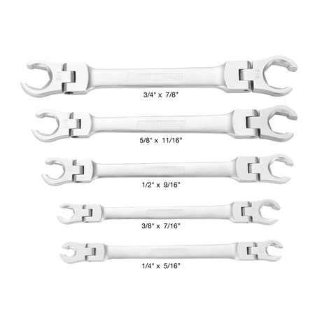 OEMTOOLS 22063 5 Piece Flex Head Flare Nut Wrench Set (SAE) Additional Image 2