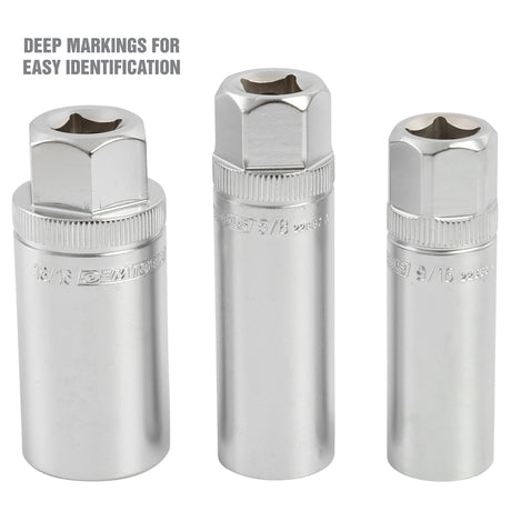 OEMTOOLS 3/8in. Drive 6 Pt. Magnetic Spark Plug 3 Piece Socket Set 5/8in., 9/16in., 13/16in. Additional Image 4