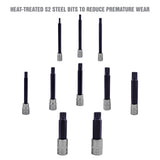 OEMTOOLS 23907 10 Piece Magnetic Long Triple Square Bit Socket Set Additional Image 4