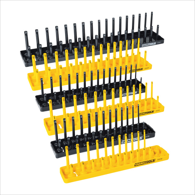 OEMTOOLS 22238 6 Piece SAE and Metric Socket Tray Set (Yellow and Black) Main Image