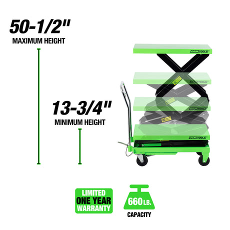 OEMTOOLS 24789 660 Lb. Double-Scissor Lifting Table Cart Additional Image 1
