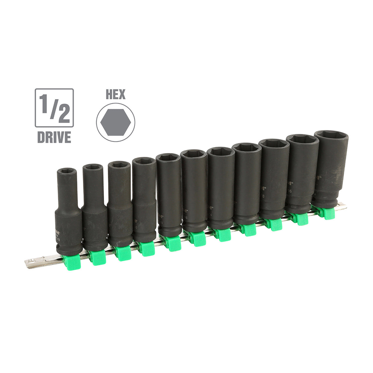 OEMTOOLS 25594 11 Piece 1/2in. Drive Deep Impact Socket Set (SAE) Additional Image 1