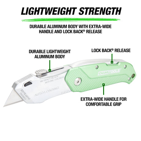 OEMTOOLS 25538 Folding Auto-Loading Lock Back® Utility Knife with Blade Dispenser Additional Image 1