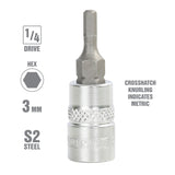 OEMTOOLS 22822 1/4 Inch Drive Hex Bit Socket (3 mm) Additional Image 1