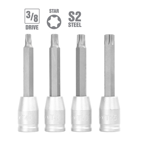 OEMTOOLS 25418 4 Piece Long Star Socket Set (3/8 Inch Drive) Additional Image 1