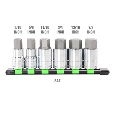 OEMTOOLS 22999 1/2 Inch Drive SAE Hex Bit Socket Set (6 Piece) Additional Image 1