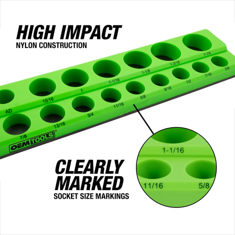 OEMTOOLS 22488 6 Pack Set Metric and SAE Magnetic Socket Tray Set - Black and Green Additional Image 4