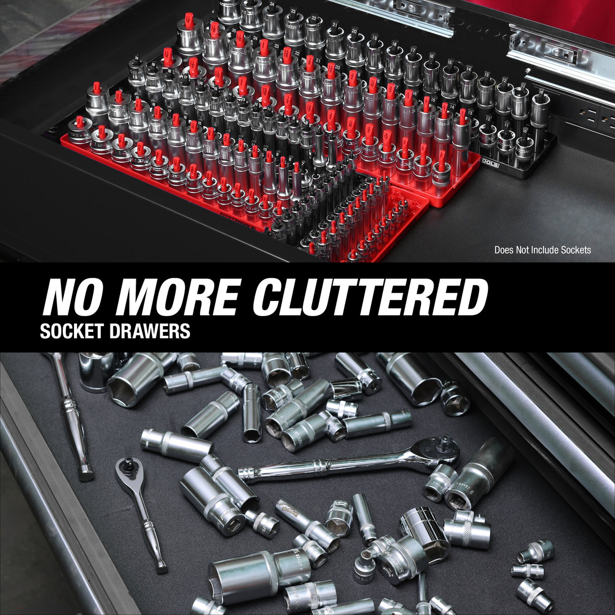 OEMTOOLS 22234 6 Piece SAE and Metric Socket Tray Set (Red and Black) Additional Image 6