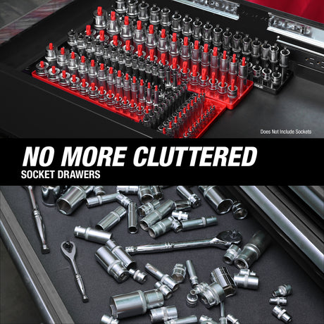 OEMTOOLS 22234 6 Piece SAE and Metric Socket Tray Set (Red and Black) Additional Image 6