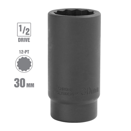 OEMTOOLS 25157 1/2 Inch Drive 12 Pt. Axle Nut Socket Impact Grade (30 mm) Additional Image 1