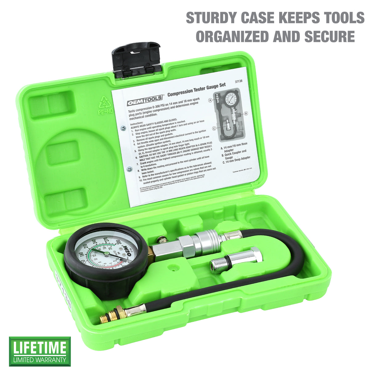 OEMTOOLS 37138 Compression Tester Gauge Set Additional Image 1