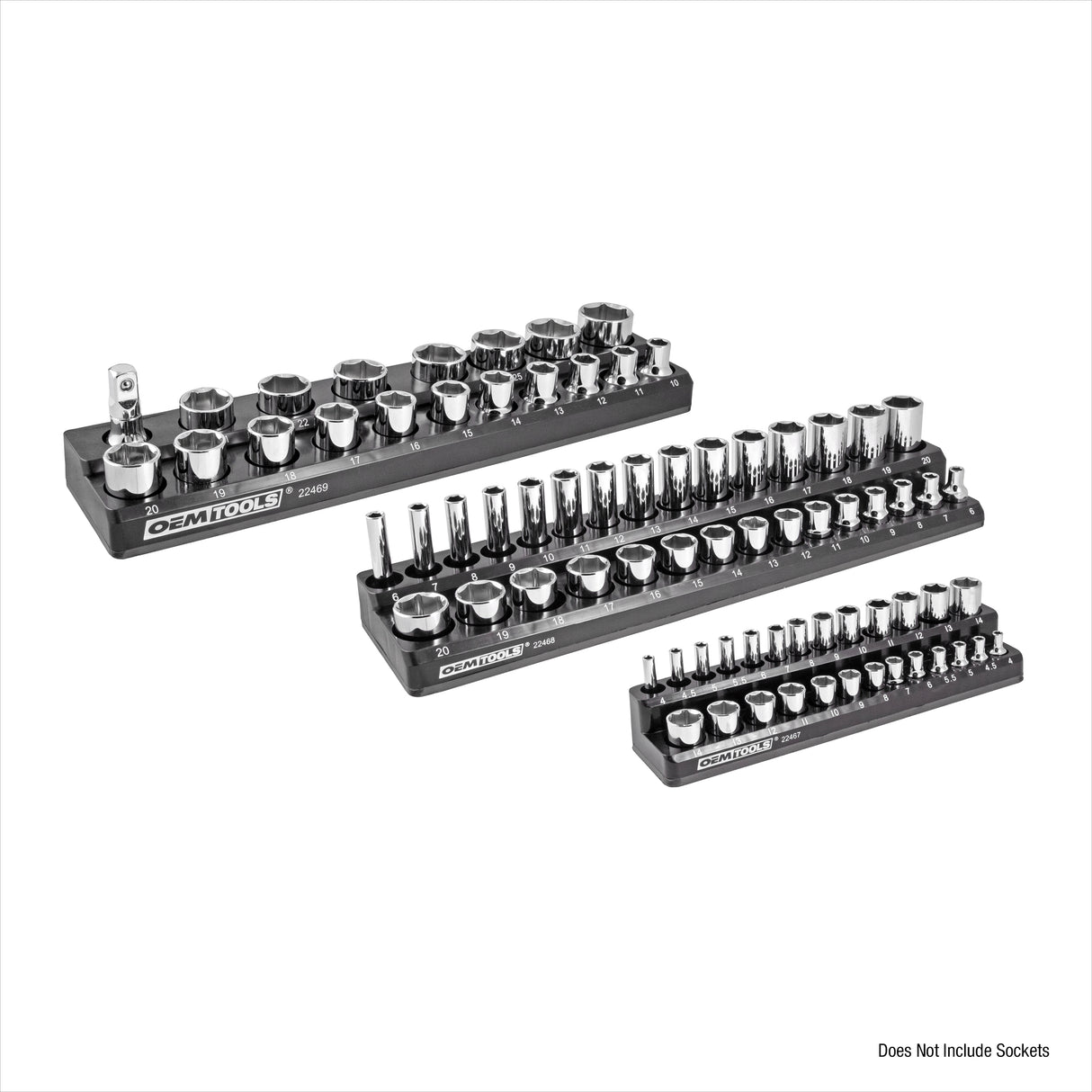 OEMTOOLS 22487 3 Piece Magnetic Socket Tray Set - Black, Metric Additional Image 1