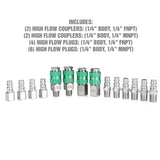 OEMTOOLS 26134 High Flow 14 Piece Coupler & Plug Kit, 1/4in. Body, 1/4in. NPT Additional Image 1