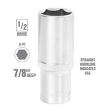 OEMTOOLS 22426 1/2 Inch Drive 6 Pt. Deep Wall Socket (7/8 Inch) Additional Image 1