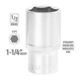 OEMTOOLS 22431 1/2 Inch Drive 6 Pt. Deep Wall Socket (1-1/4 Inch) Additional Image 1