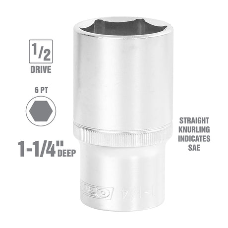 OEMTOOLS 22431 1/2 Inch Drive 6 Pt. Deep Wall Socket (1-1/4 Inch) Additional Image 1