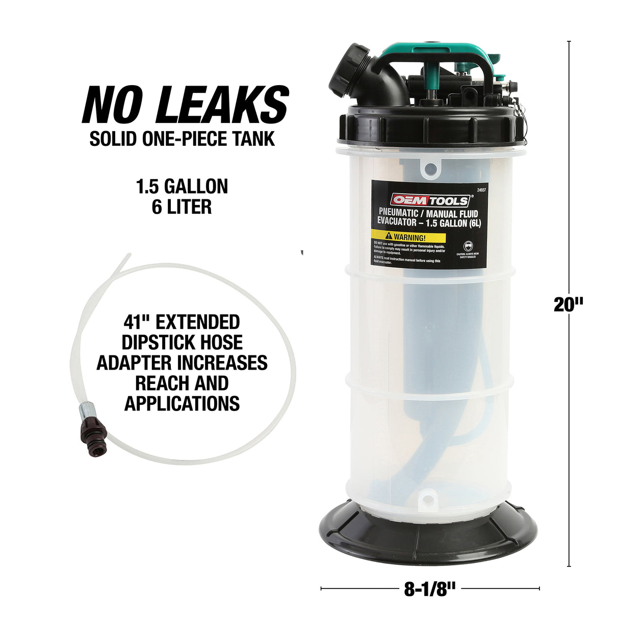 OEMTOOLS 24477 Pneumatic/Manual Fluid Extractor 1.5 Gallon (6 Qt) Additional Image 4