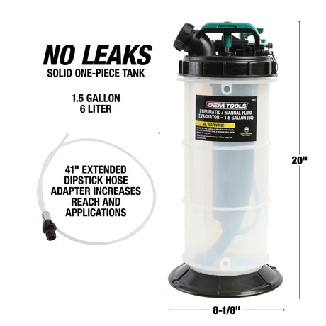 OEMTOOLS 24477 Pneumatic/Manual Fluid Extractor 1.5 Gallon (6 Qt) Additional Image 4
