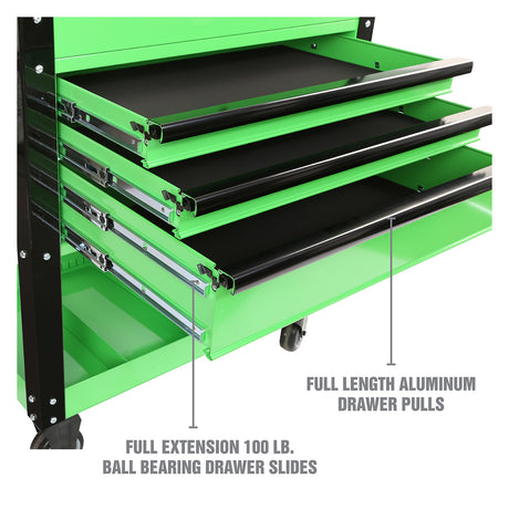 OEMTOOLS 24731 3 Drawer Slide Top Tool Cart - Green Additional Image 5