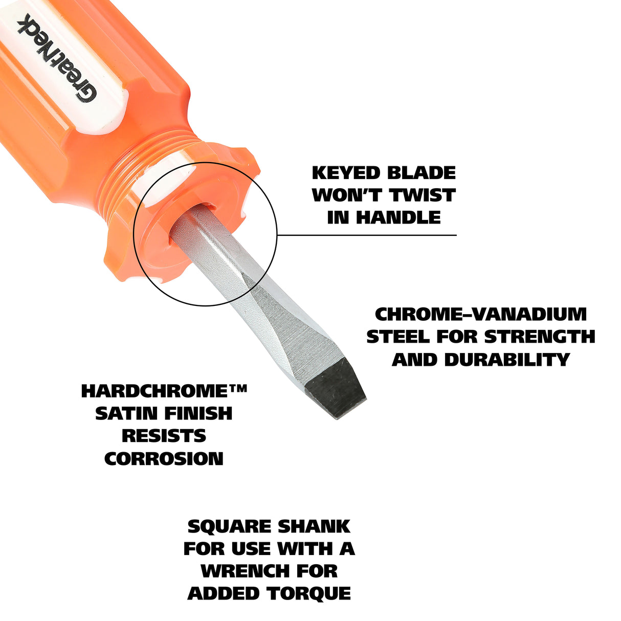 GreatNeck 73020 1/4 x 1.5 Inch Slotted Square Shank Stubby Screwdriver Additional Image 3