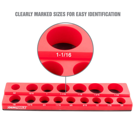 OEMTOOLS 22489 6 Pack Set Metric and SAE Magnetic Socket Tray Set - Red and Blue Additional Image 3