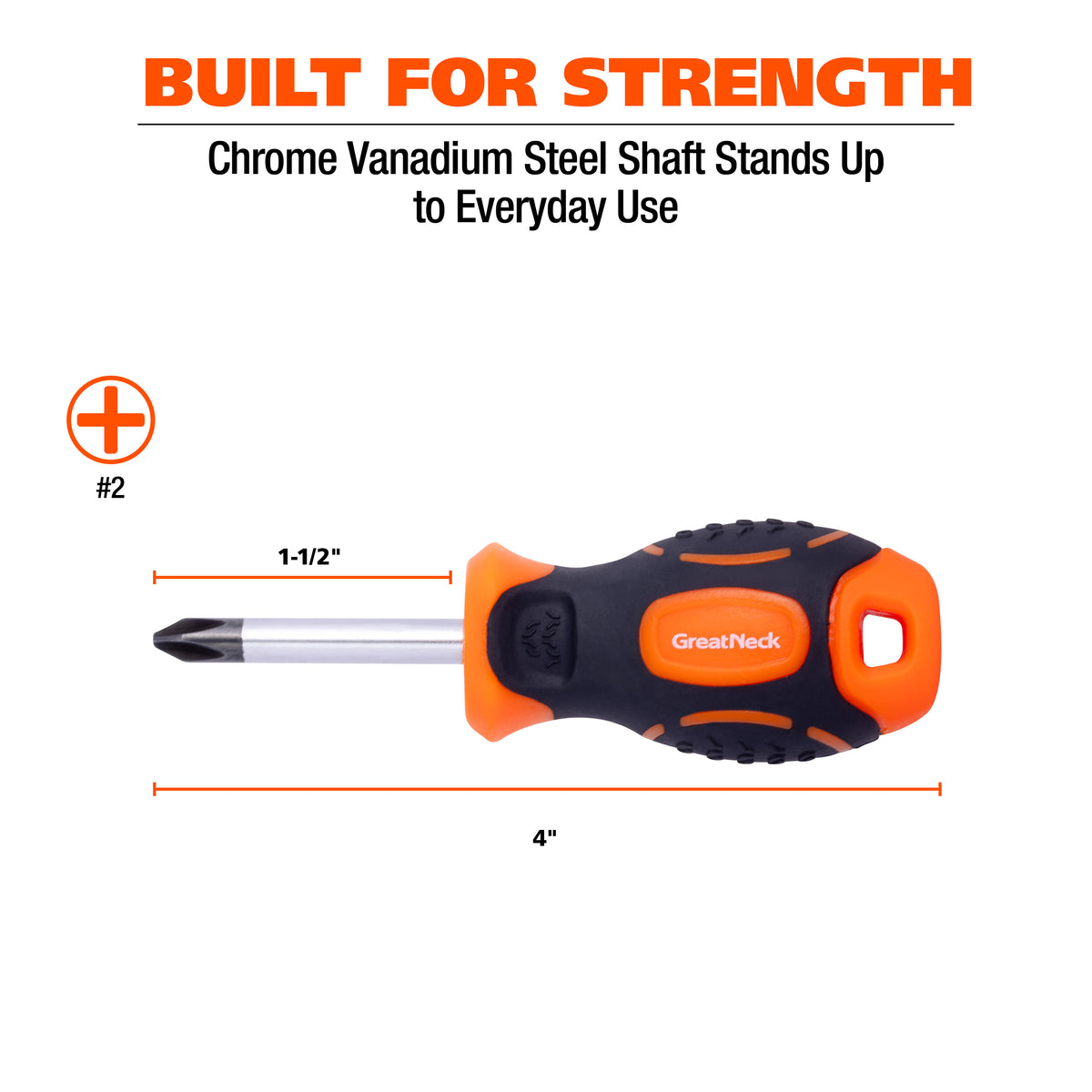 GreatNeck 21829 #2 x 1.5in. Stubby Phillips Screwdriver Additional Image 4