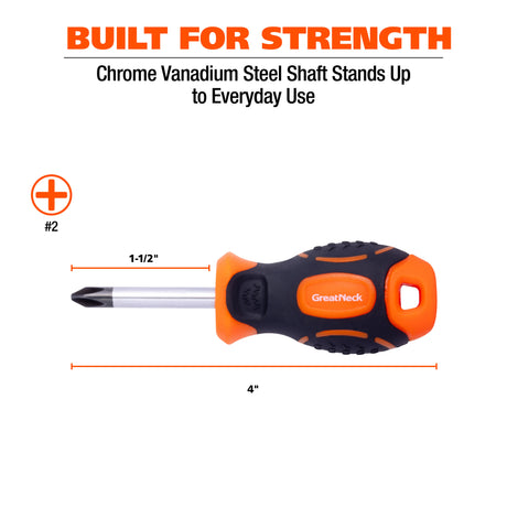 GreatNeck 21829 #2 x 1.5in. Stubby Phillips Screwdriver Additional Image 4