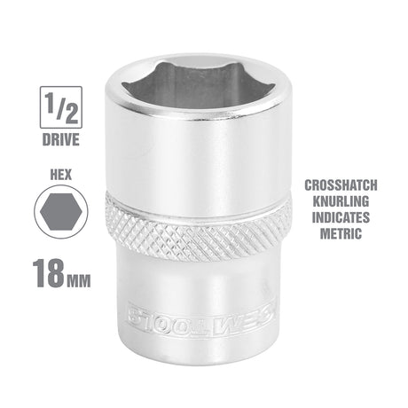 OEMTOOLS 22398 18 mm 1/2 Inch Drive Socket Additional Image 1