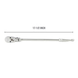 OEMTOOLS 22921 1/2 Inch Drive Ratchet with Long Handle and Flexible Head (17-1/2 Inch) Additional Image 1