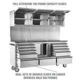 OEMTOOLS OEM24615 72in. 11-Drawer Cabinet and Upper Cabinet - Stainless Steel Additional Image 2