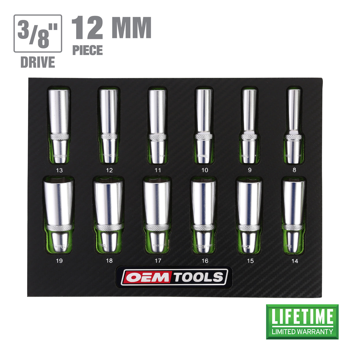 OEMTOOLS 23981 12 Piece 3/8in. Deep Socket Set (Metric) Additional Image 2