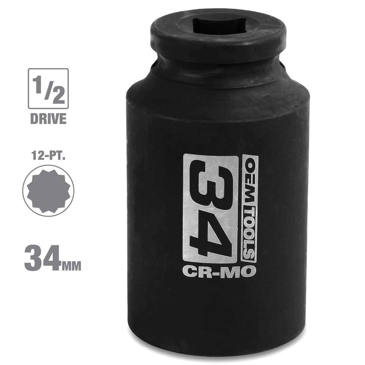 OEMTOOLS 24715 1/2in. Drive 12 Pt. Axle Nut Socket (34 mm) Additional Image 1