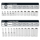 GreatNeck 18622 22 Piece 1/4 Drive Deep/Shallow Socket Set with Tray (Metric) Additional Image 2