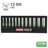 OEMTOOLS 23986 12 Piece 1/4in. Deep Socket Set (Metric) Additional Image 2