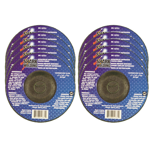 Shark Industries 12661 Depressed Center Hubless Grinding Wheels - 4.5in. x 1/4in. x 7/8in., 10 Pk Main Image