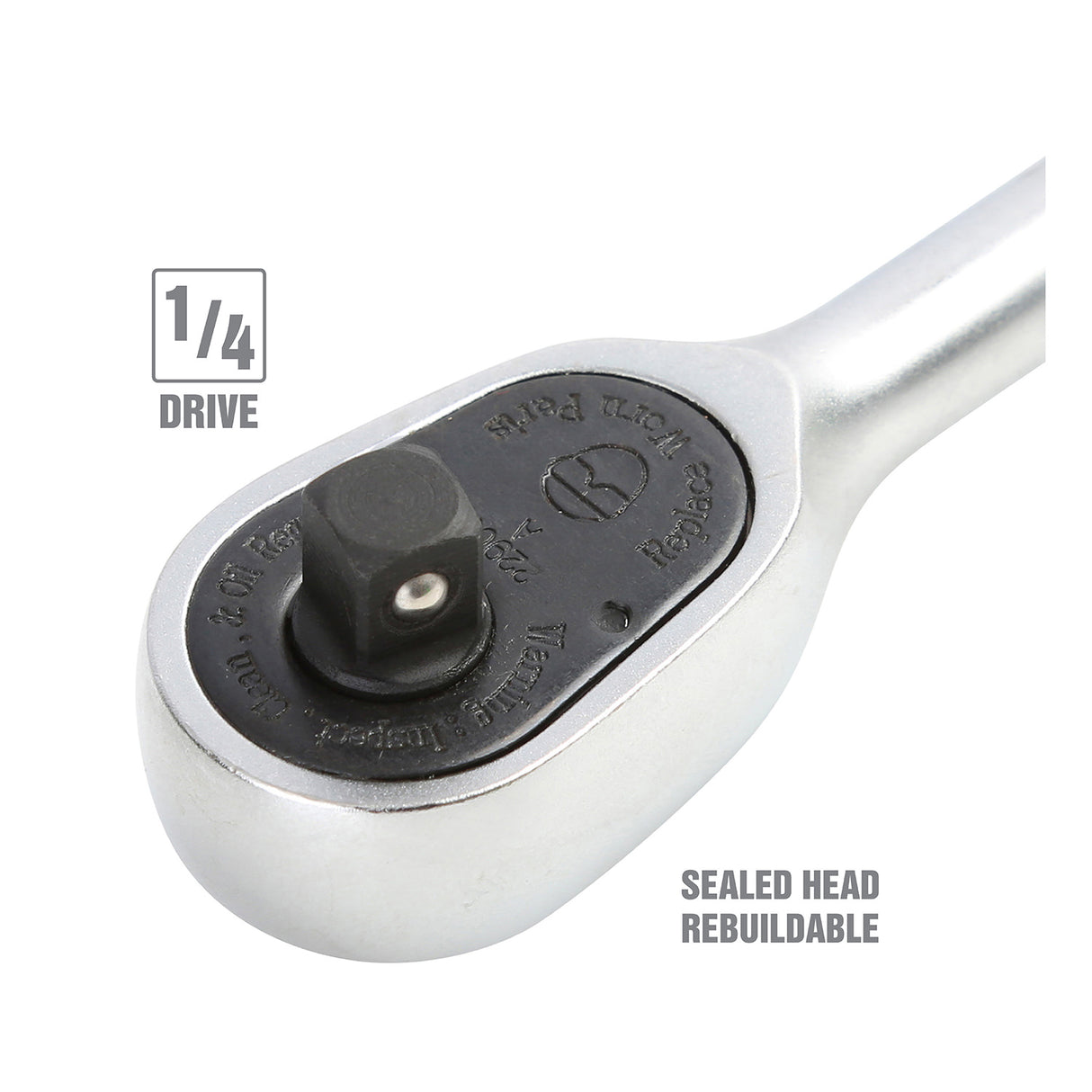 OEMTOOLS 22900 1/4 Drive 4-1/4 Inch Ratchet with Standard Handle Additional Image 2