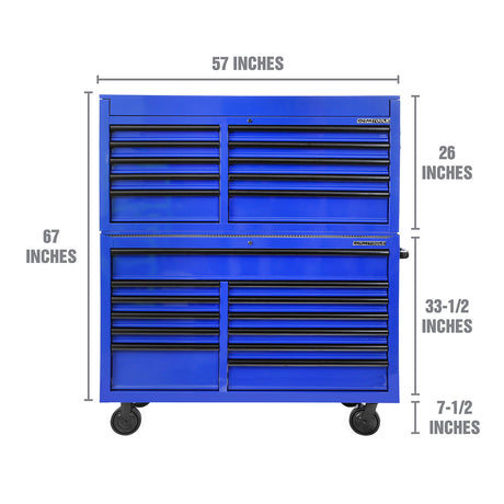 OEMTOOLS 24735 Professional Series 57 Inch Chest and Cabinet Set - Blue Additional Image 1