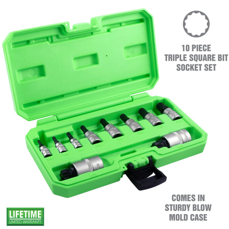 OEMTOOLS 23906 10 Piece 1/4in. Drive Magnetic Triple Square Bit Socket Set Additional Image 1