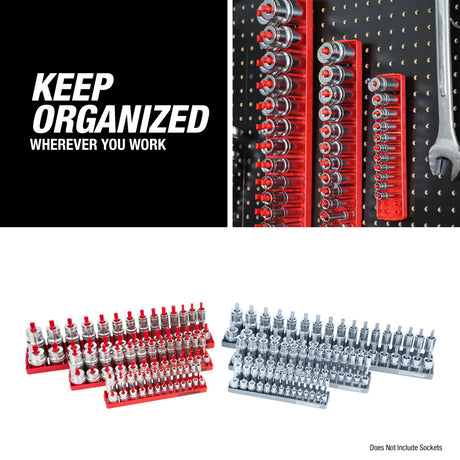 OEMTOOLS 22413 6 Piece SAE and Metric Socket Tray Set (Red and Gray) Additional Image 9