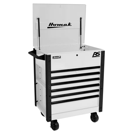 Homak 35FTSCWH 35in. 7 Drawer Flip-Top Service Cart - White Main Image