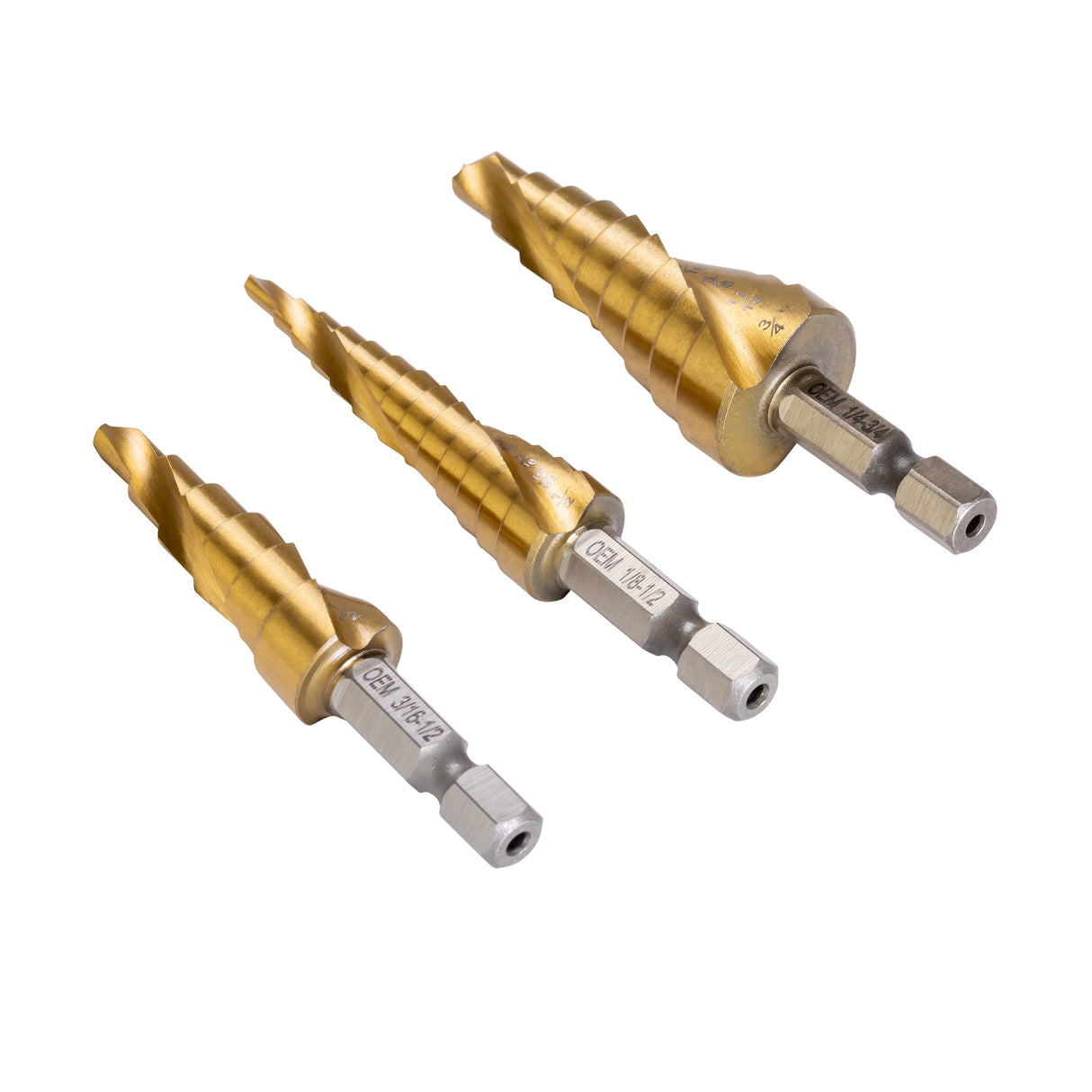 OEMTOOLS 24372 3 Piece Spiral Step Drill Set Additional Image 1