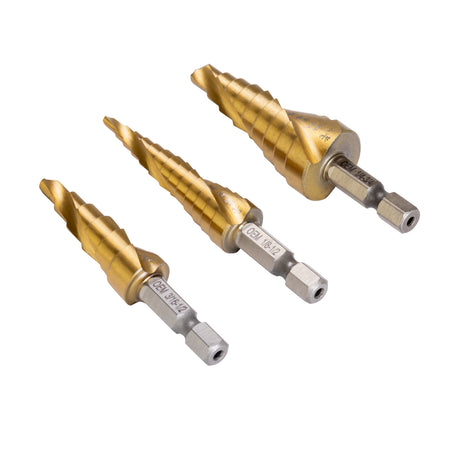 OEMTOOLS 24372 3 Piece Spiral Step Drill Set Additional Image 1